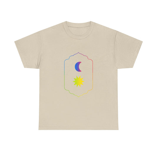 Gradient Moon and Star Emblem Unisex Cotton Tee