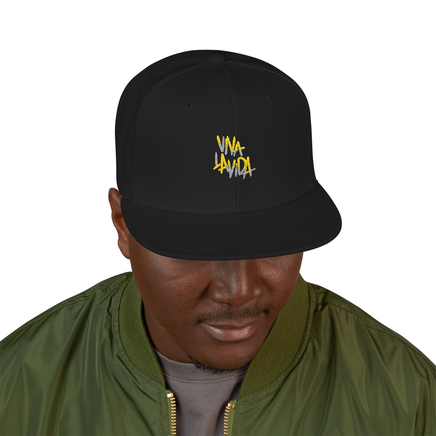 Golden Brush Script Snapback cap