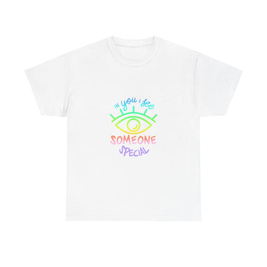 Vibrant Eye and Text Unisex Cotton Tee