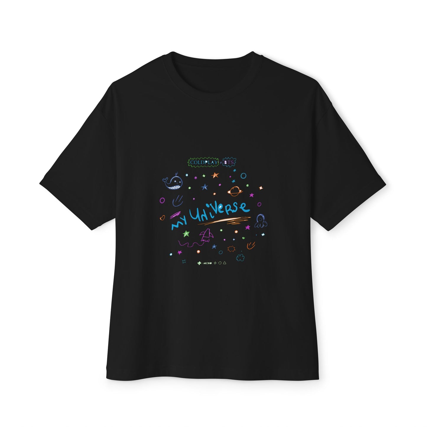 Neon Space Doodles Unisex Oversized Boxy Tee