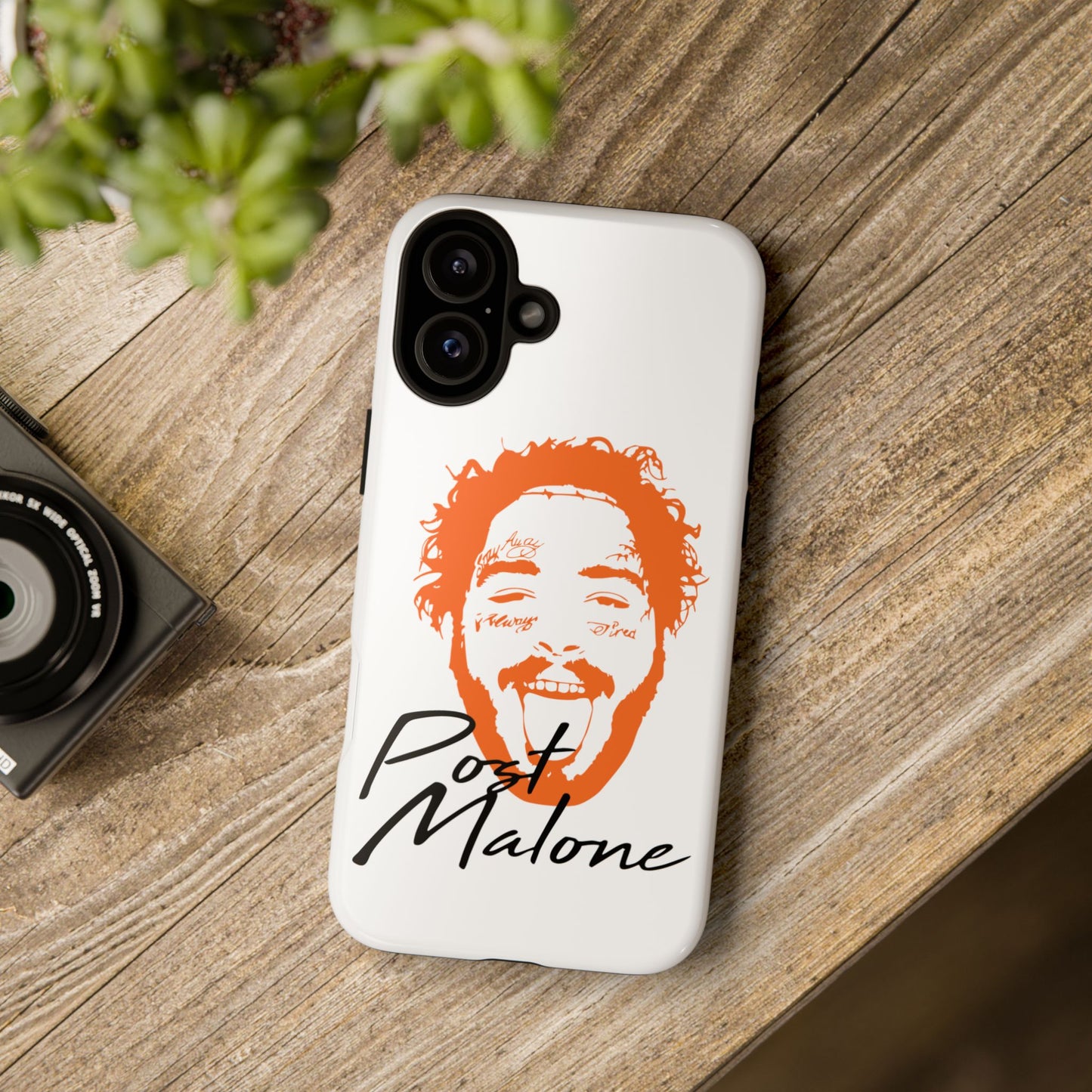 Tough iPhone Case (12–16 Pro Max) – Post Malone Name Design with Picture