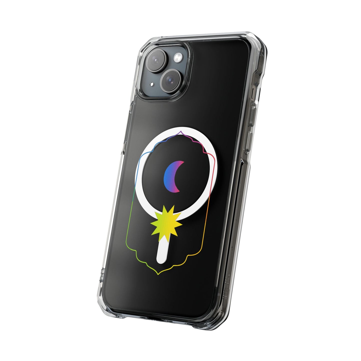 Gradient Moon and Star Emblem Magnetic Clear Impact case