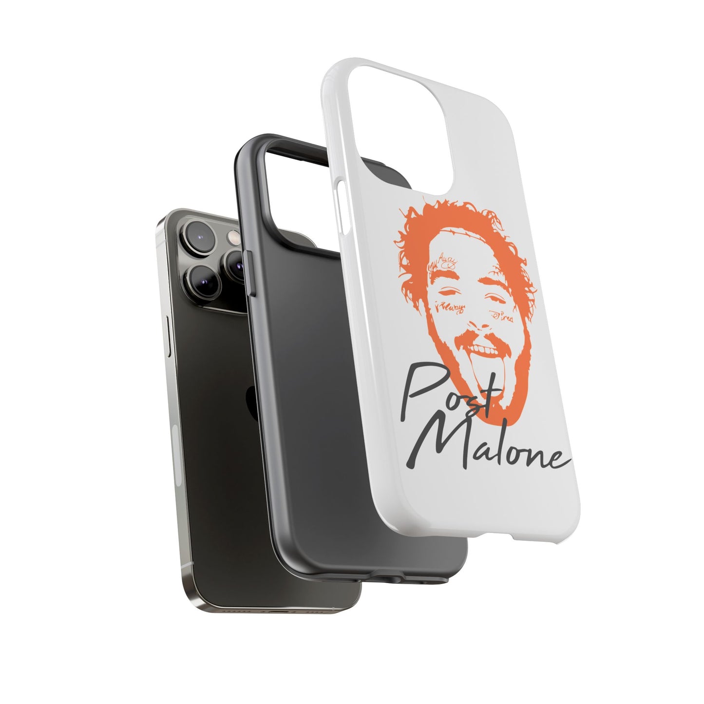 Tough iPhone Case (12–16 Pro Max) – Post Malone Name Design with Picture