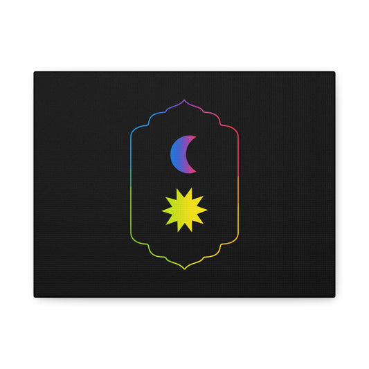 Gradient Moon and Star Emblem Canvas