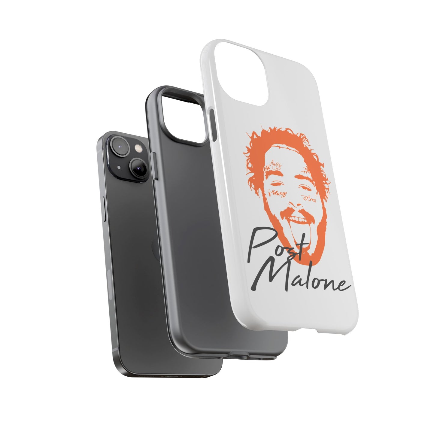 Tough iPhone Case (12–16 Pro Max) – Post Malone Name Design with Picture