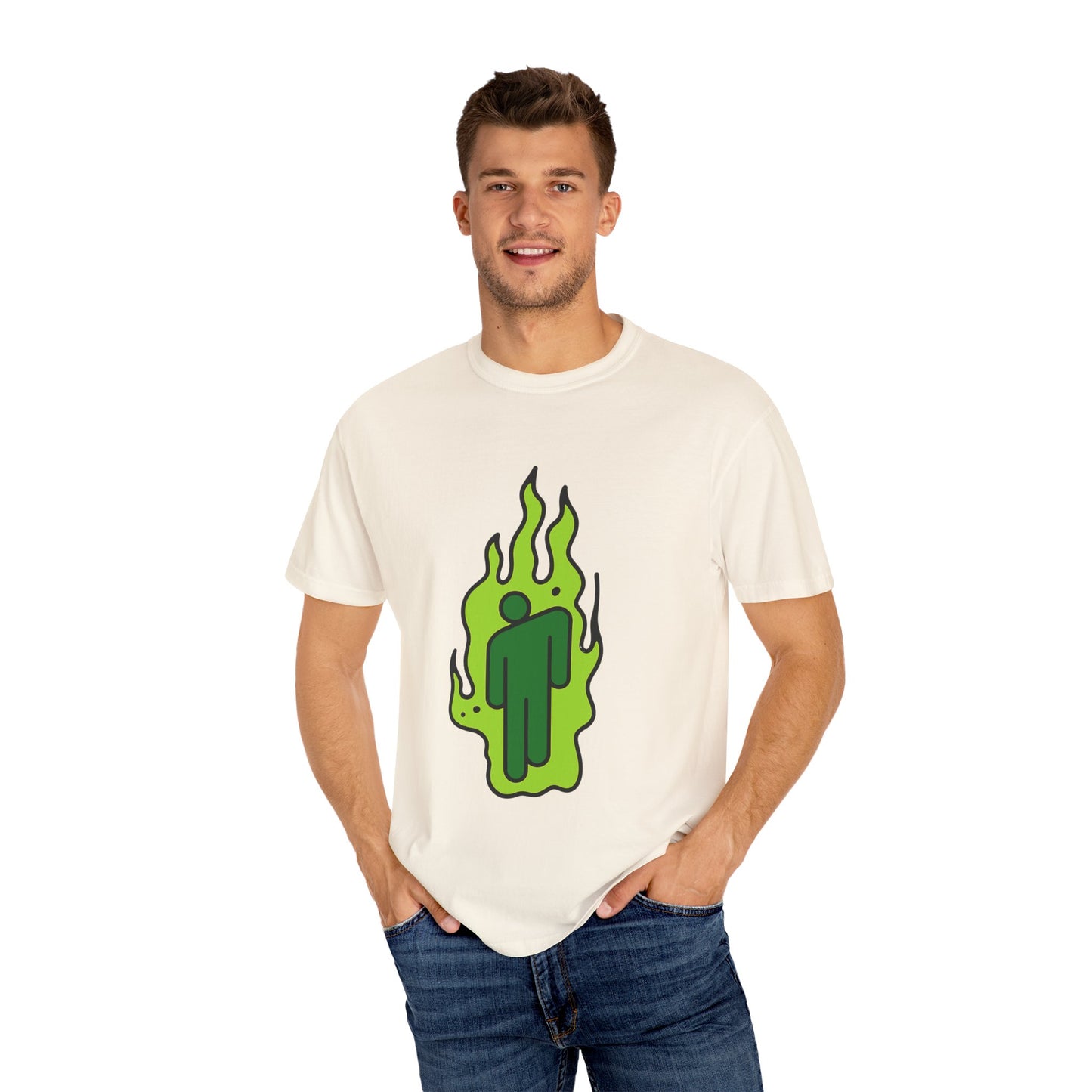 Green Flame Icon Unisex Dyed T-shirt