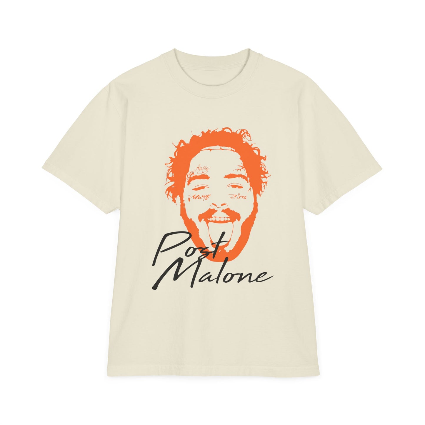 Unisex Garment-Dyed Drop-Shoulder T-Shirt – Post Malone Name Design with Picture