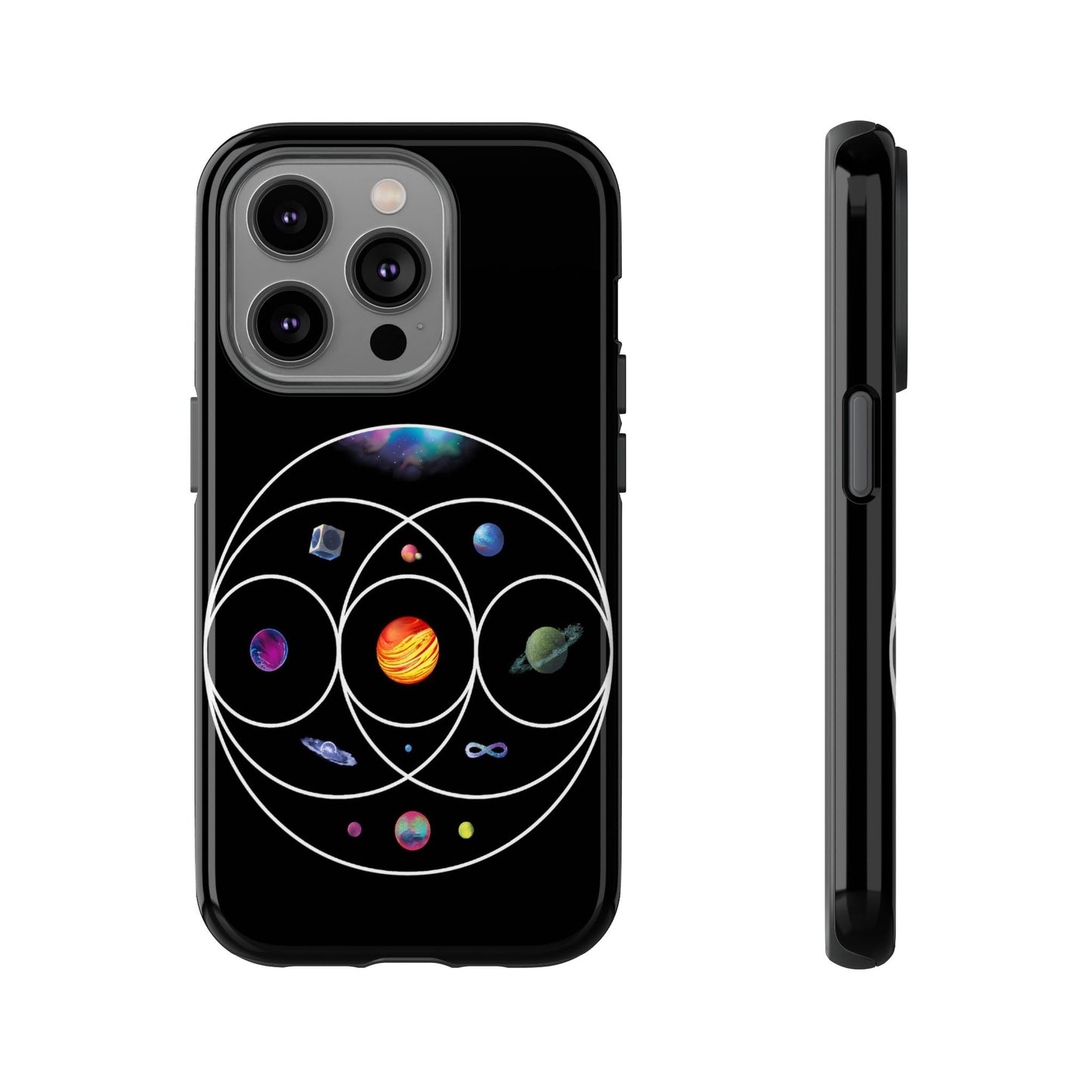 Premium Tough Case for iPhone 12 to 16 Pro Max Showcasing Coldplay’s Illustration Concept