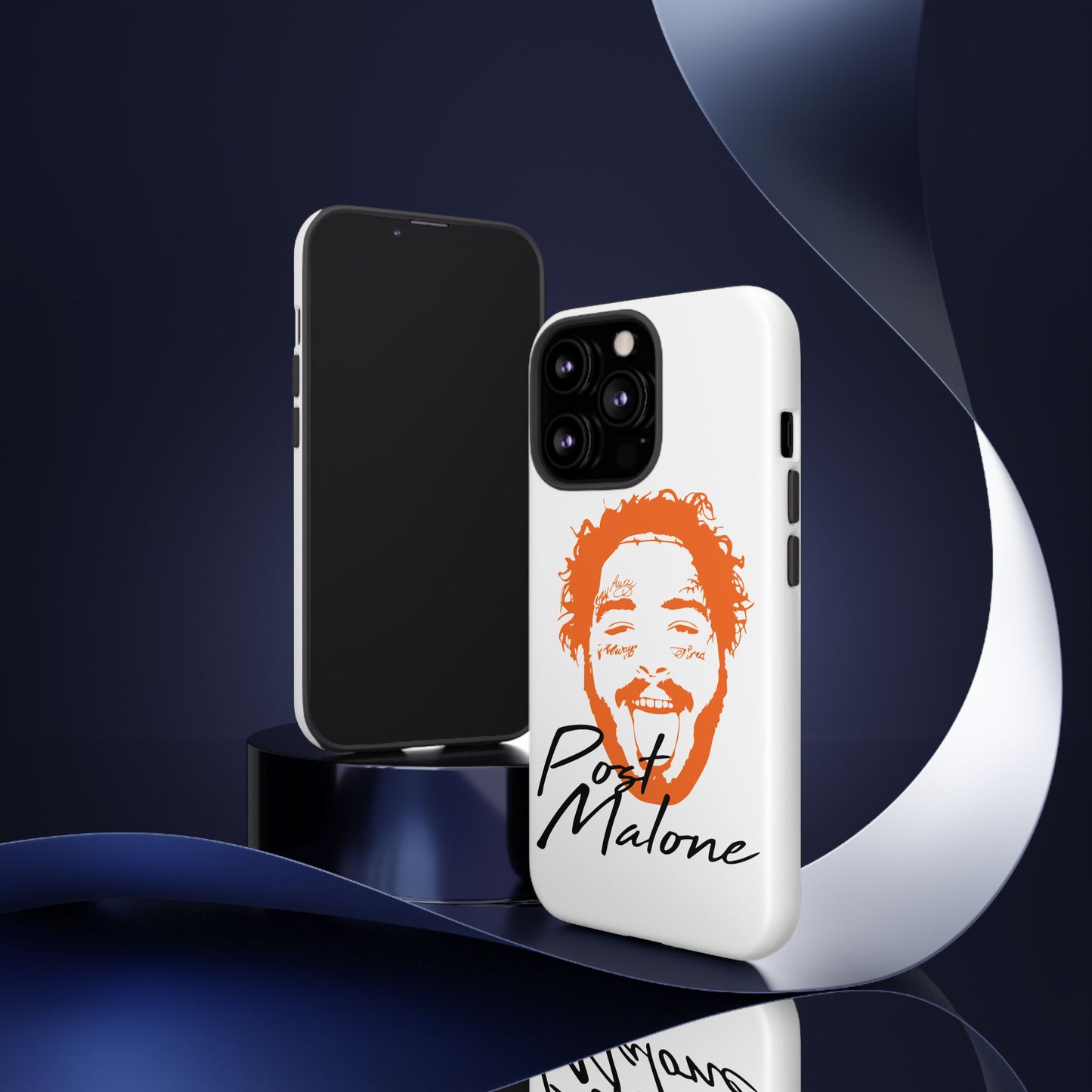Tough iPhone Case (12–16 Pro Max) – Post Malone Name Design with Picture