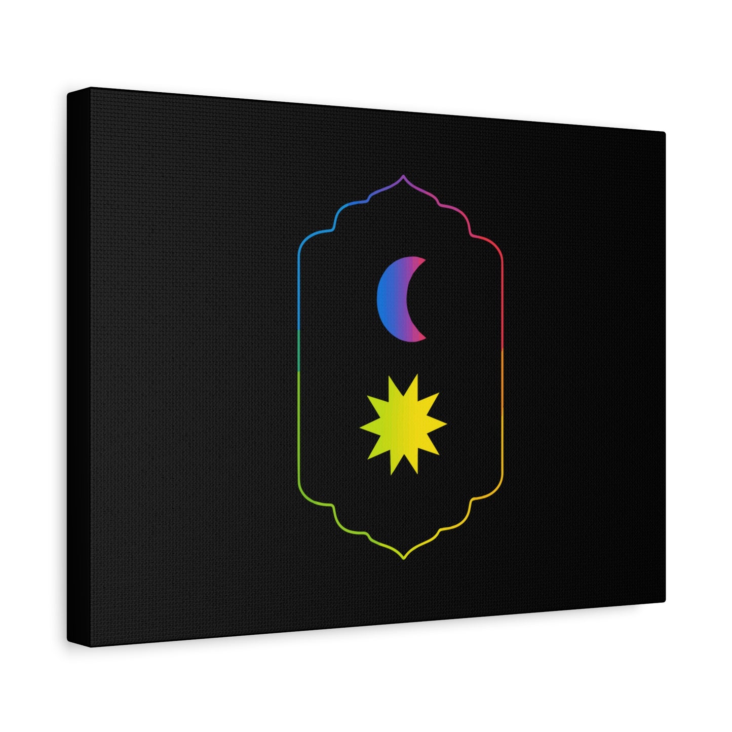Gradient Moon and Star Emblem Canvas
