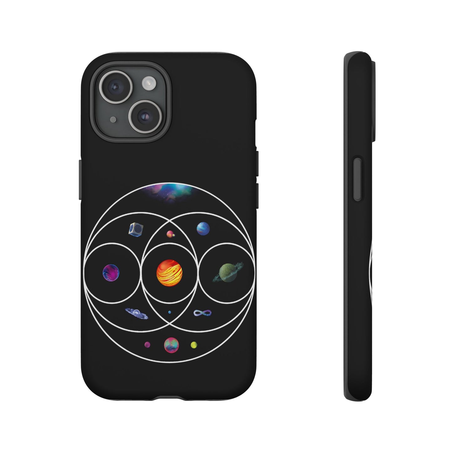 Premium Tough Case for iPhone 12 to 16 Pro Max Showcasing Coldplay’s Illustration Concept