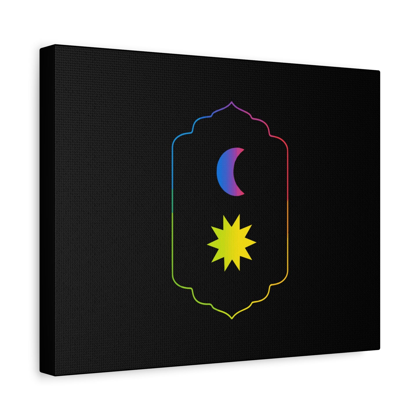 Gradient Moon and Star Emblem Canvas