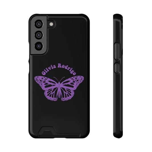 Phone Case + Card Holder For Samsung S21 to S22 – Olivia Rodrigo With Butterfly | Black Edition