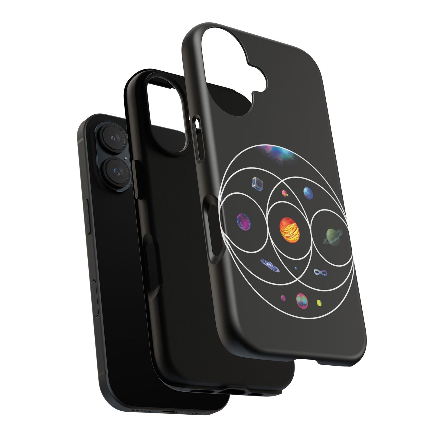 Premium Tough Case for iPhone 12 to 16 Pro Max Showcasing Coldplay’s Illustration Concept
