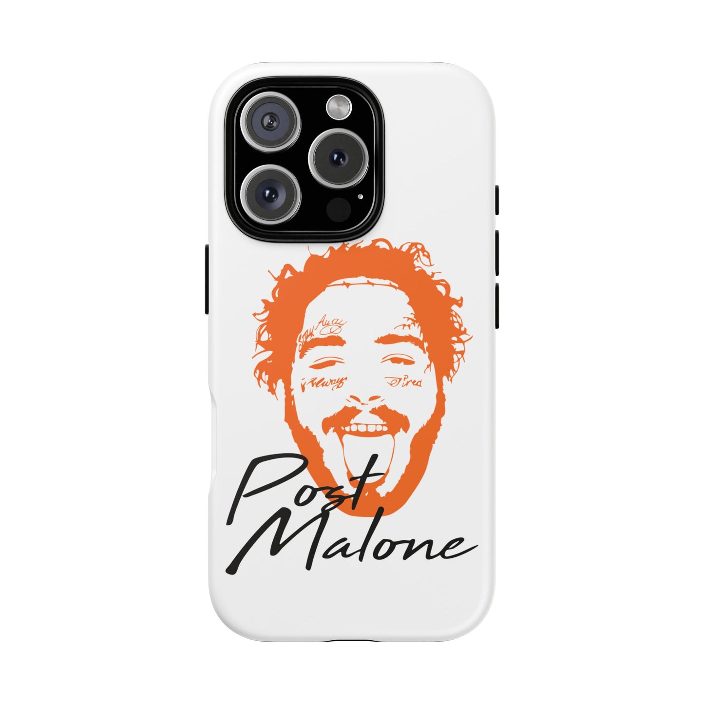 Tough iPhone Case (12–16 Pro Max) – Post Malone Name Design with Picture