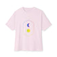 Gradient Moon and Star Emblem Unisex Oversized Boxy Tee