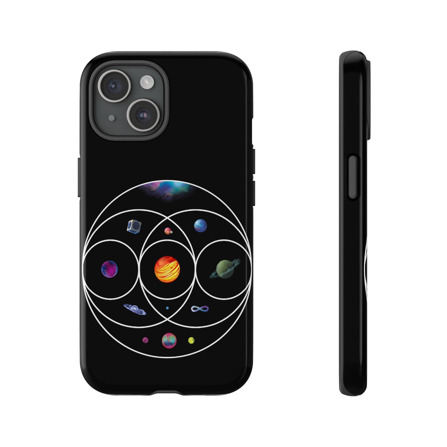 Premium Tough Case for iPhone 12 to 16 Pro Max Showcasing Coldplay’s Illustration Concept