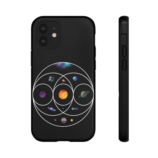 Premium Tough Case for iPhone 12 to 16 Pro Max Showcasing Coldplay’s Illustration Concept