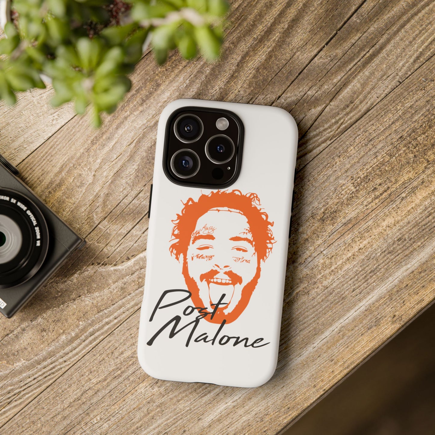 Tough iPhone Case (12–16 Pro Max) – Post Malone Name Design with Picture