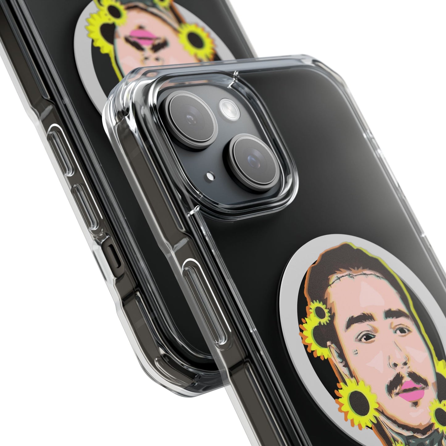 Cartoon Face with Sunflowers Magnetic Impact Case