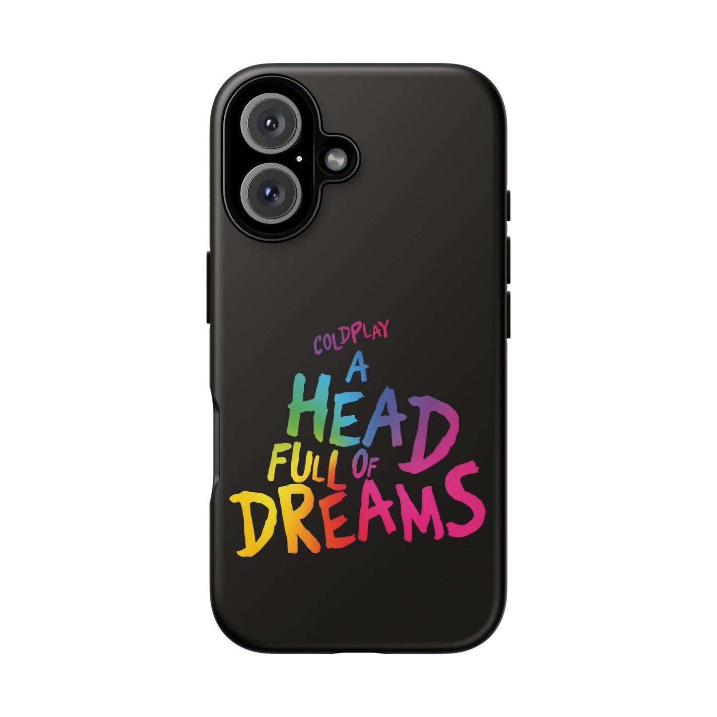Premium Tough Case for iPhone 12 to 16 Pro Max Showcasing Coldplay’s Iconic A Head Full of Dreams