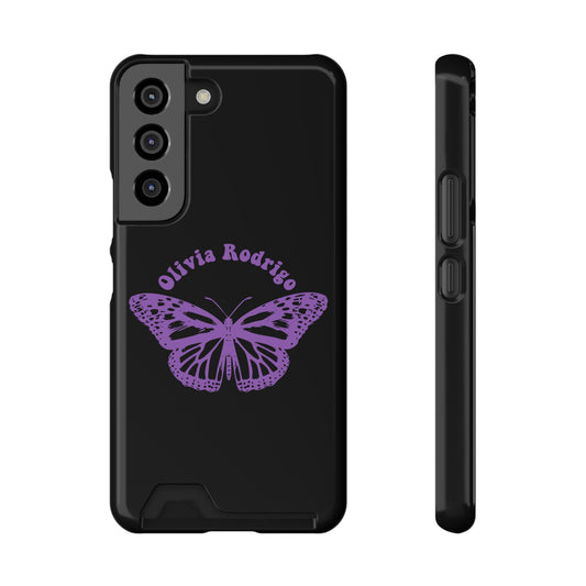 Phone Case + Card Holder For Samsung S21 to S22 – Olivia Rodrigo With Butterfly | Black Edition