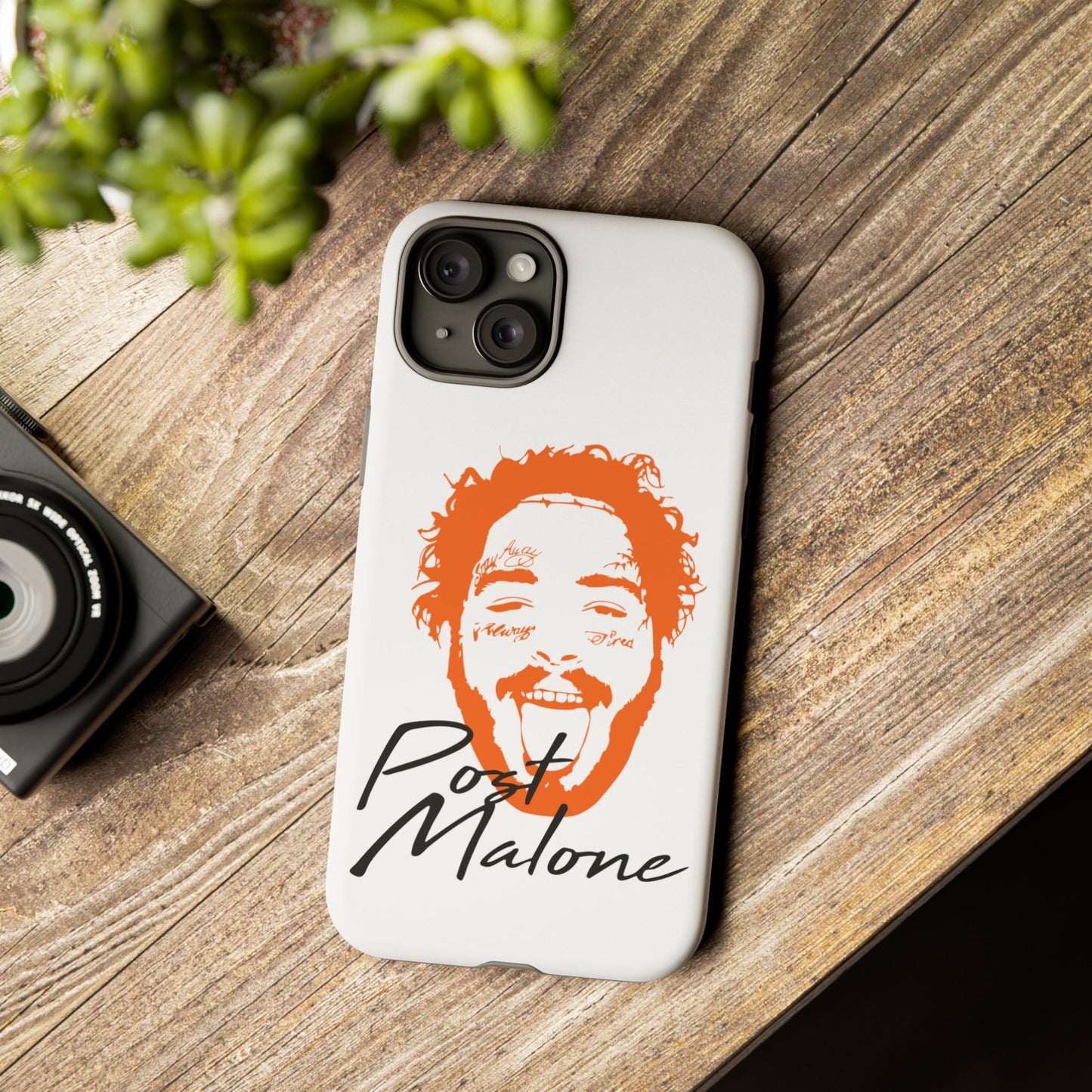 Tough iPhone Case (12–16 Pro Max) – Post Malone Name Design with Picture