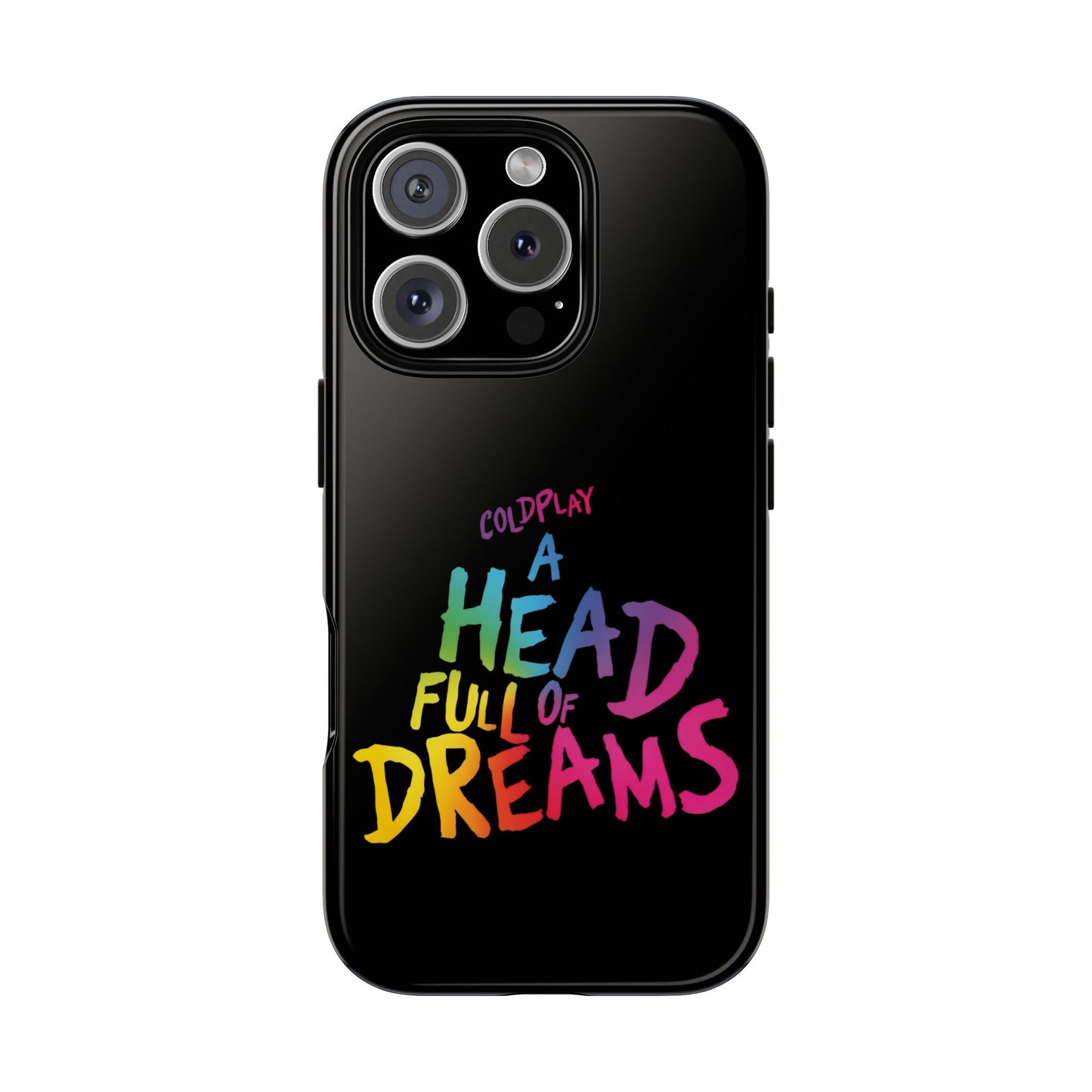 Premium Tough Case for iPhone 12 to 16 Pro Max Showcasing Coldplay’s Iconic A Head Full of Dreams