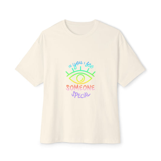 Vibrant Eye and Text Unisex Oversized Boxy Tee