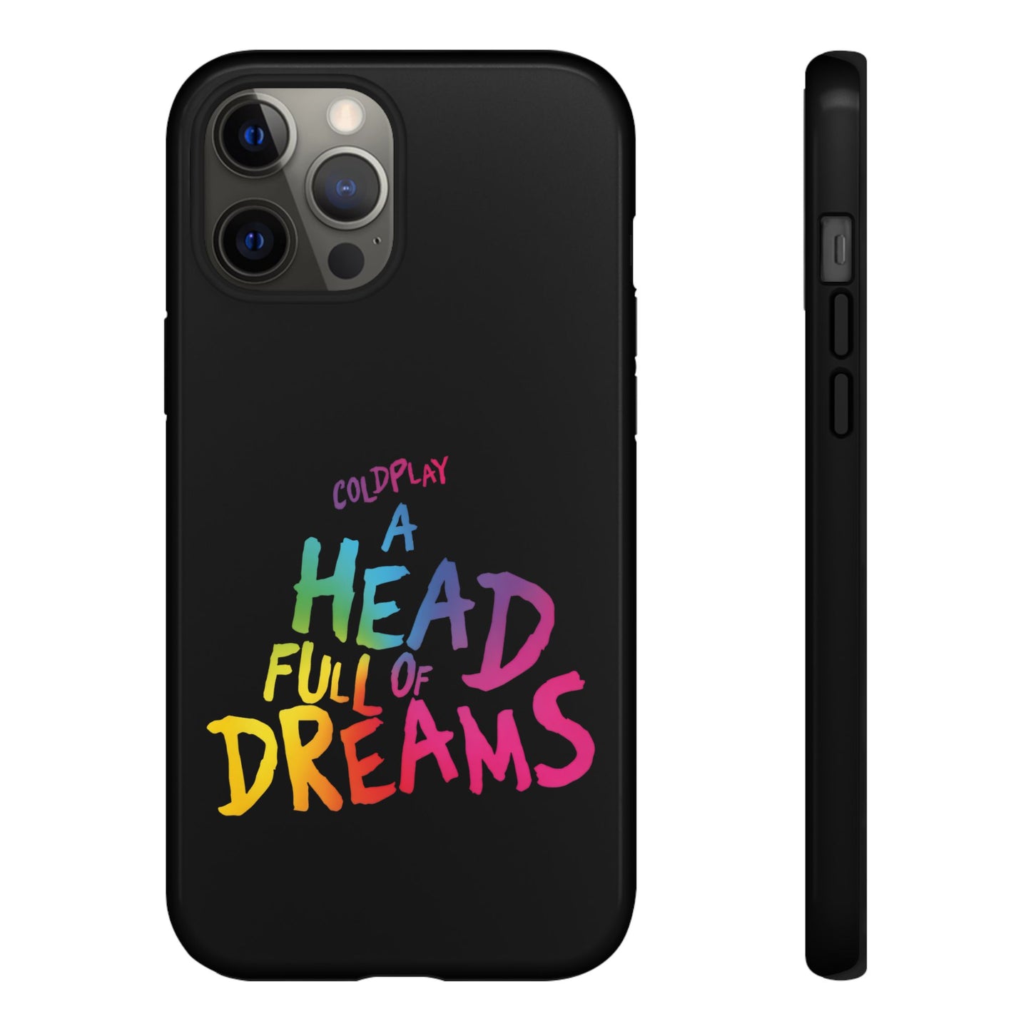 Premium Tough Case for iPhone 12 to 16 Pro Max Showcasing Coldplay’s Iconic A Head Full of Dreams