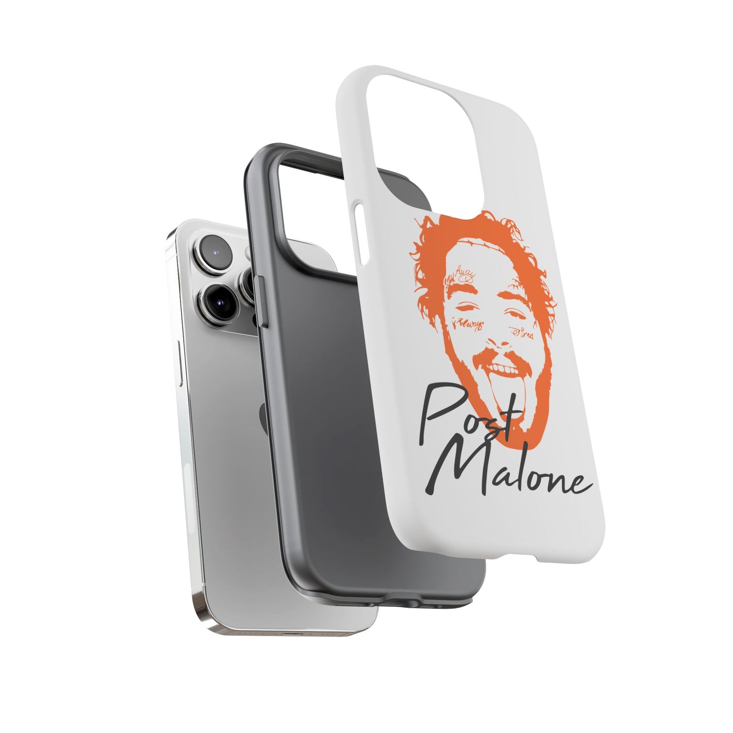 Tough iPhone Case (12–16 Pro Max) – Post Malone Name Design with Picture