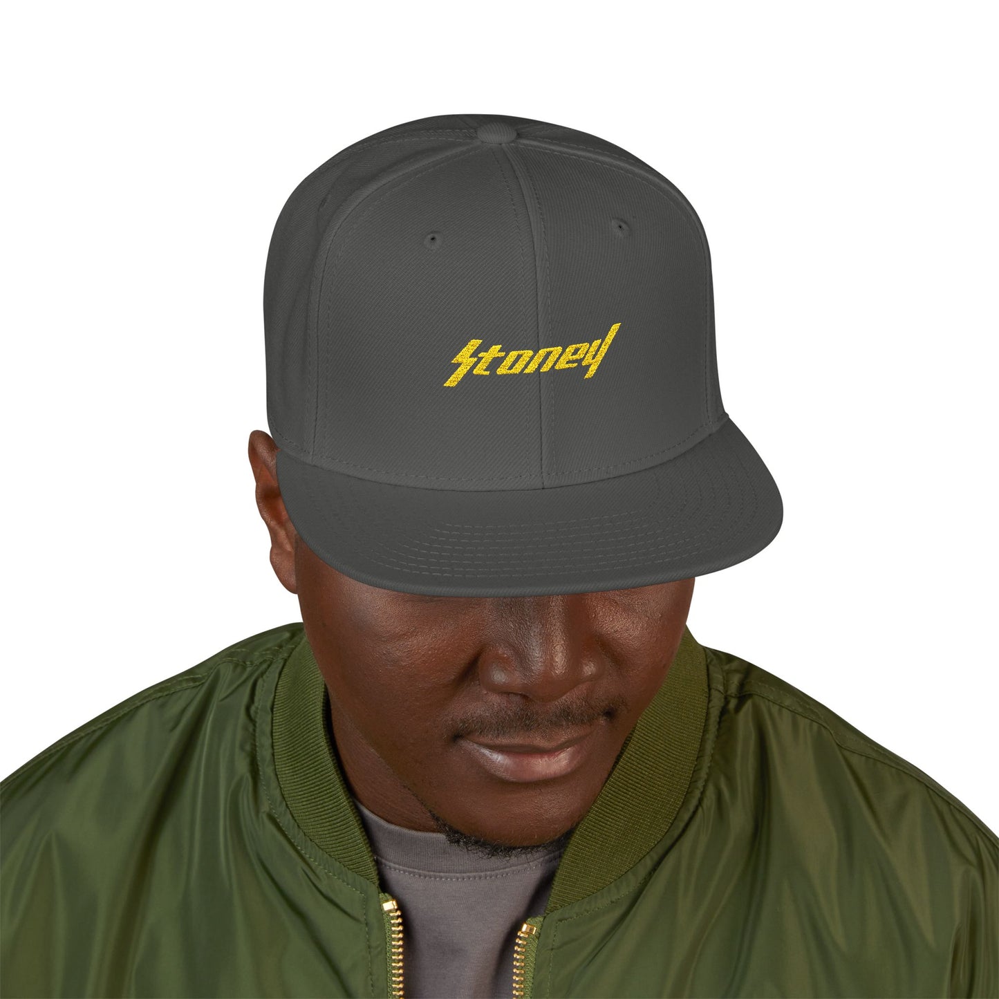 Orange Lightning Text Logo Snapback Cap