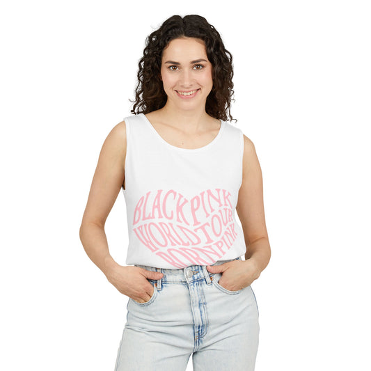 Born Pink Heart Typography – Dyed Tank Top