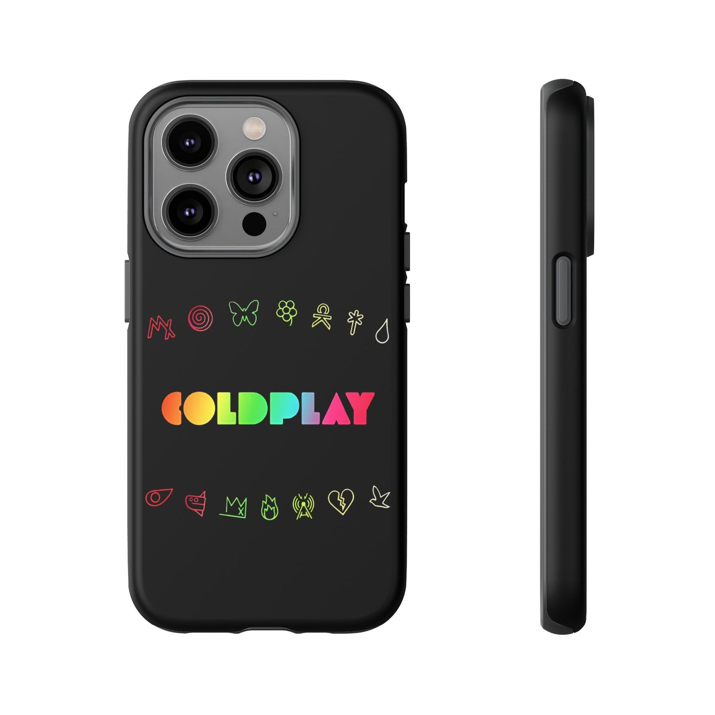 Premium Tough Case for iPhone 12 to 16 Pro Max Showcasing Coldplay’s Signage
